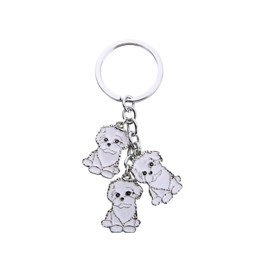 COLORFUL BLING Cute Dog Puppy Keychain Keyring Car Bag Charm Gifts for Women Men Boys Girls Birthday Christmas Pup Dog Hanging Keychain Charm-Bichon Frise