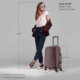 DUKAP ADLY Luggage with Spinner Wheels | Durable Lightweight Hardshell Suitcase, Travel Bag with Handle and Trolley, 20-Inch Carry On Small Luggage | Wine