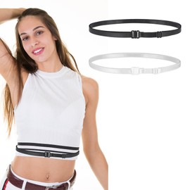 Tyqour 2pcs Womens Elastic Belt Tucky Belt to Crop Tops Invisible Belt for Women Adjustable Shirt Tuck Band Women to Change The Style of Your Tops