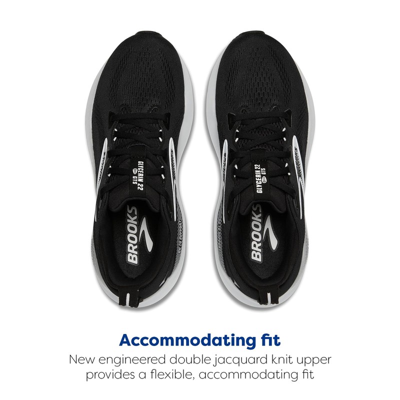 Brooks Men’s Glycerin GTS 22 Supportive Running Shoe - Black/Grey/White