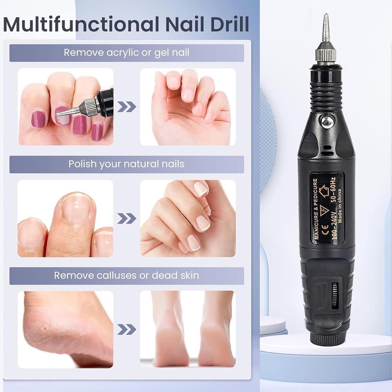 Electric Nail File for Thick Toe Nails, Adjustable Speed Electric