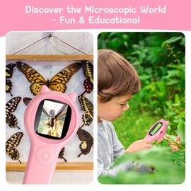 Portable Digital Magnifier for Kids, Handheld Mini Pocket Magnifier for Kids 5-7, Perfect STEM Learning Tool, Mini Digital Magnifier with LED, Educational Hand Held Magnifier for Kids