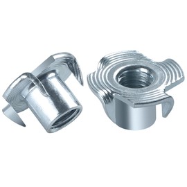 BOUMVID Einschlagmuttern M4 X 8mm, 50 Stück Einschlagmutter Schlagmuttern Gewindeeinsatz, DIN 6930 / ISO 6930g Kohlenstoffstahl Einschraubmutter mit 4 Einschlagspitzen für Holz Kunststoff