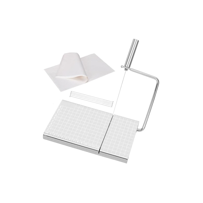 Cheese Slicer Cutter Board,Stainless Steel Cutter with Accurate Size Scale