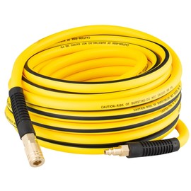 SANFU Hybrid Air Hose 3/8”ID x 25FT, 300PSI Durable, Lightweight, With 1/4” Premium Brass Coupler and Plug, Bend Restrictors, Yellow&Black(25’)