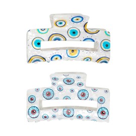 Radhu & Kabby Evil Eye Clutcher for Women | Trendy Claw Clip Design | Stylish Hair Accessory for Girls | Premium Acrylic Clutcher | Non-Slip Grip | Medium Size | Pack of 2
