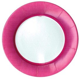 Caspari Linen Border Paper Dinner Plates in Fuchsia - 16 Count