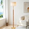 SIBRILLE 62" Mid Century Modern Wood Floor Lamp with Remote