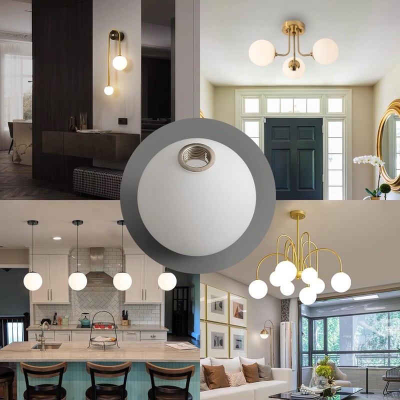 Lighting Replacement Glass Lampshade 4 Inch Milky White Glass Dome