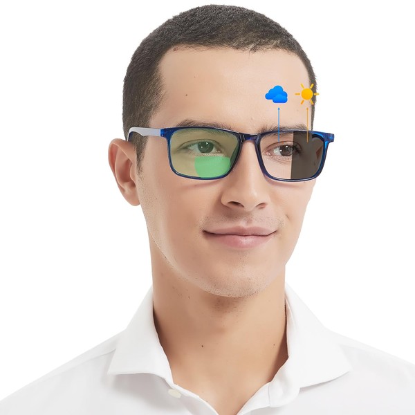 OCCI CHIARI Photochromic Bifocal Sunglasses Readers Mens,Transition Square UV Protection