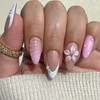 3D Flower Press on Nails Almond Medium Fake Nails Glossy