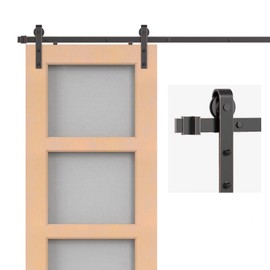 KINMADE ORB Oil Rubbed Bronze Sliding Barn Door Hardware Kit with 6.6FT Track/Rail Brushed Antique Bronze