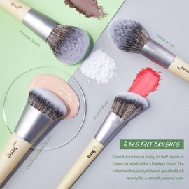 Jessup Brochas para Maquillaje Set de Brocha de Maquillaje Vegana Sintético de Primera Calidad, Corrector, Sombra de Ojos, Mezcla de Cejas, Pinceles Maquillaje Ojos Spoolie 12pcs T327