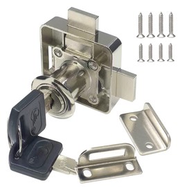 Cerradura de puerta doble para gabinete, cerradura de seguridad para gabinete, cerradura de doble cerrojo a puerta [instalada en la puerta lateral izquierda] Diámetro de perforación: 19 mm para