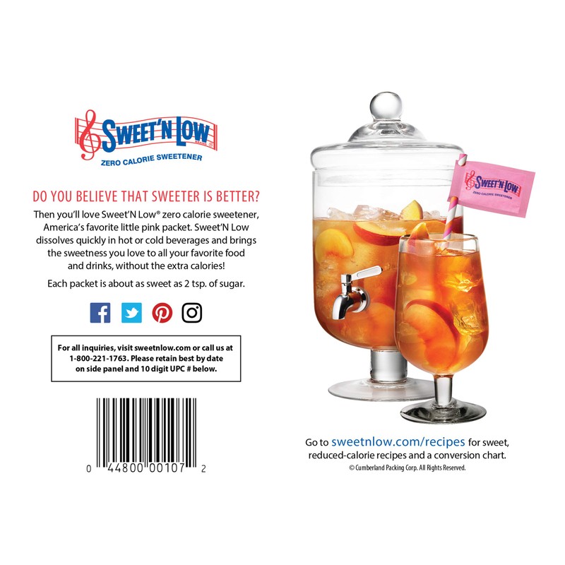 Sweet'N Low Sweetener, 250 Count Packets (8 Count)