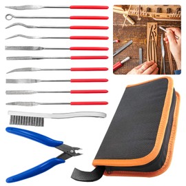 GLSJA Mini Diamond File Assorted Set | 10-Piece 3x140mm Needle File Set with Blue Flush Cutter & Wire Brush | Precision Tools for Jewelry, Metal, Woodworking | DIY Craftsman, Hobbyist, Model Repair