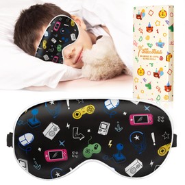 Miss Adola Sleep Mask for Kids - Cute Cartoon Silk Eye Mask for Sleeping with Adjustable Strap Soft Smooth Light Silk Kids Eye Cover for Boys Girls Teens, Game Console