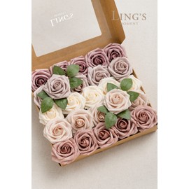 Ling's Moment Artificial Flowers, 25Pcs 3" Roses in Dusty Mauve Shades, Realistic DIY Foam Floral Fill for Wedding Bouquets/Centerpieces, Outdoor Party Backdrops, Room/Table, and Garden/Pot Decoration
