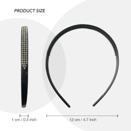 BasicSense 2PCS Diamante Alice Headband Sparkle Shiny Rhinestone Clear & AB Stone Plastic Band Wedding Bridal Accessories for Women Girls, Clear - AB 3 rows