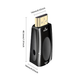 Equivira Cable Adaptador De 1080P HDMI A VGA, Conversor Macho a Hembra con Puerto de Audio de 3,5 mm (Color:Negro)