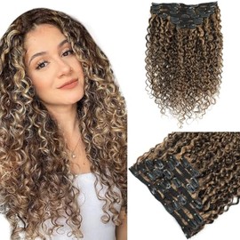 Urbeauty Extensiones De Cabello Rizado Natural Clip En Cabello Humano Triple Trama Clip En Extensiones De Cabello Cabello Ondulado Marrón Destacado Ru