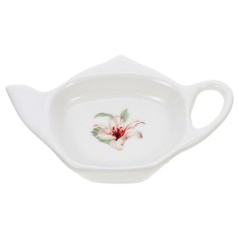 Cabilock Ceramic Tea Bag Holder Teapot Shaped Teabag Holder Dish Spoon Rest Small Tea Bag Tray for Used Tea Bag White