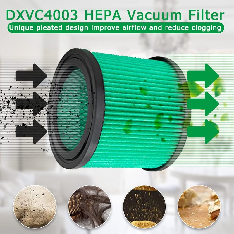 2 Pack DXVC4003 Replacement Filters for DEWALT 4 Gallon DXV04T,