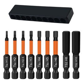 9 x Hex Bit Set, Allen Key Drill Bit Set, Allen Key Screwdriver Set, Allen Key Bit Set, Impact Hex Bit Set, Hex Bits 1/4" Hex Shank for Electric Manual Screwdrivers