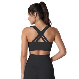 Tmeefee Women's Zip Front Sports Bra Black