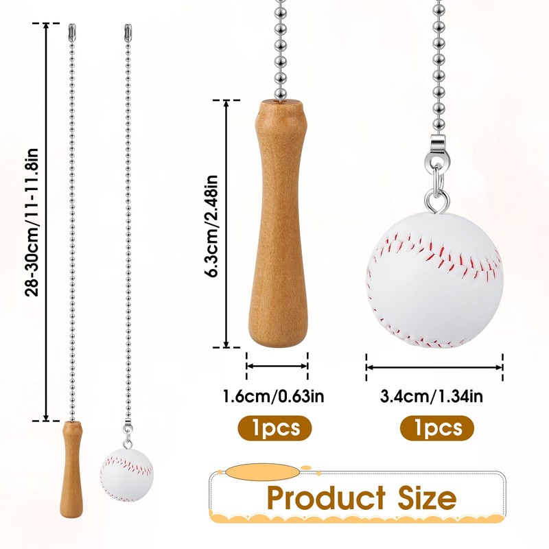 Hariendny Baseball Bats Ceiling Fan Pull Chain Ornaments, Fan Chain