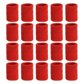 sourcing map Wrist Sweatbands Sports Wrist Bands Sweat for Men & Women Athletic Absorbent for Basketball Football Tennis Soccer Running Working Out Red, Pack of 20