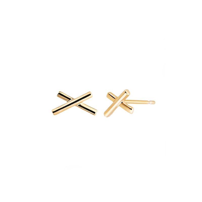 Gold&Deer 14K GF tiny cross earrings white gold / 골드앤디어