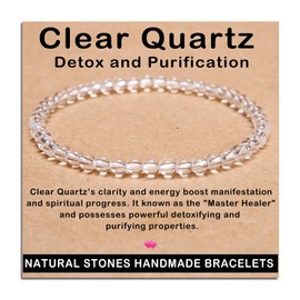 AD Beads Handmade Gemstone Stretch Elastic Bracelet Crystal Healing Reiki Nature's Beauty and Spiritual Essence Unisex (4mm, Clear Quartz (Detox and Purification))