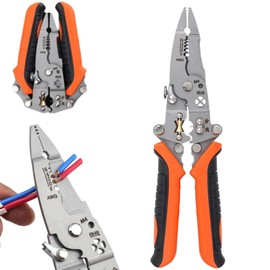 12in1 Multifunctional Wire Stripper,Foldable Wire Stripper Twister,Professional Electrician's Pliers, Cable stripping pliers for cutting, stripping, crimping Crimping Tool (orange, 1pc)