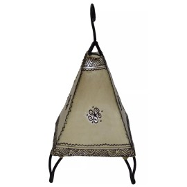 Handmade Moroccan Floor Lamp Henna Goat Skin Handmade Decorative Home Decor Small Beige