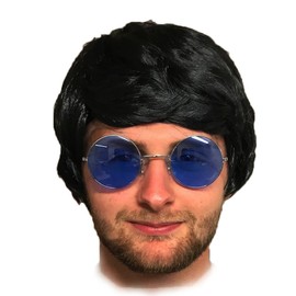 Mens Adult Boyband Wig Fancy Dress Short Wigs Pop Party Costume 60s 70s 80s (Black)