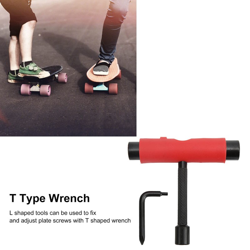 EVTSCAN Skateboard T-Tool, 3-Hole Skate Wrench, for Repairing, Adjusting, Assembly,