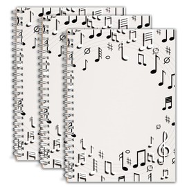 (3 Pack)Blank Sheet Music Notebook, Composition Staff Paper Notebook, Manuscript Paper Notebook, 11 Staves, Art Music Notebook Black, Total 480 Pages, 26x19cm,Music Notebook (White Music)