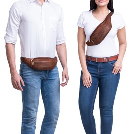 STILORD 'Markieren' Leather Belt Bag, Ideal Crossbody Bag, Hip Bag, Belt Bag Made of Genuine Leather, Porto - Cognac