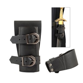PU Leather Retro Medieval Renaissance Sword Holder Medieval-Style Dagger Holster Adjustable Leather Sword Frog Dagger Pocket Accessories for Men's Knight Viking Belt