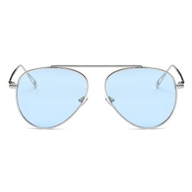 Cramilo Circle Retro Vintage Metal Frame Colored Lens Round Aviator Sunglasses