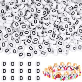 Yholin 500pcs Letter Beads, Letter D Beads for Friendship Bracelets Making Kit, DIY Jewelry Making Supplies Alphabet Beads