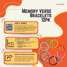 Truthful Lips WWJD Memory Verse Rubber Bracelets - 12 Pack What Would Jesus Do Silicone Wristbands for Monthly Scripture Learning (Large (8.25))