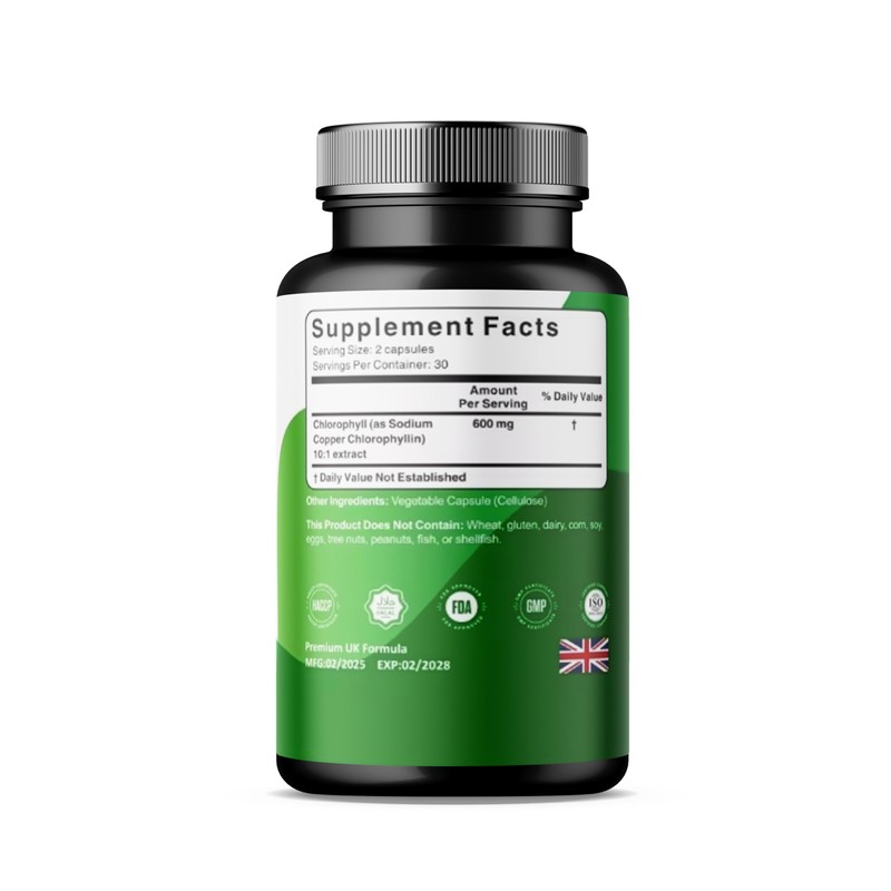 Eden Vitality Chlorophyll Capsules, 600mg Advanced Formula, Food Supplement, 60