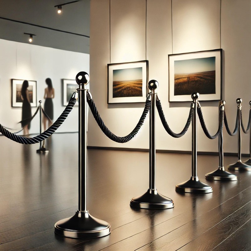 4 PCS Stanchion Set for Party - Black Rope Stanchions