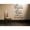 LEARN LIVE HOPE ~ WALL DECAL, HOME DECOR 13" X