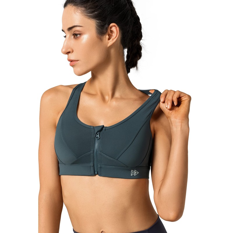 Yvette Sports Bra, Strong Support, Front Closure – Mesh Racer