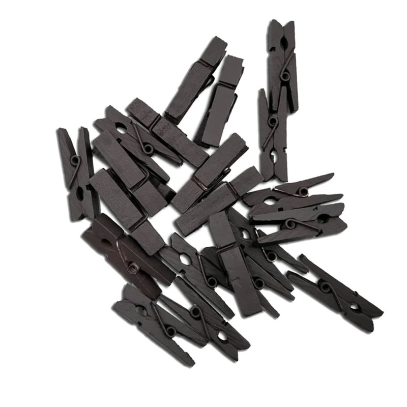 jojofuny 100 Pack 35mm Dark Brown Wooden Clips Food Sealing