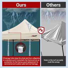 CLAETF 10x10 Canopy Replacement Top,Pop Up Canopy with 8 Drainage Holes,Canopy Tent Top Cover for Outdoor,Garden,Patio,Pavilion,Sun Shade.(TOP Only) (Khaki)