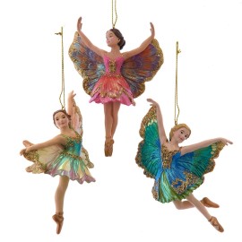 Kurt Adler Ballerina Butterfly Ornament Set E1078 Flights of Fancy